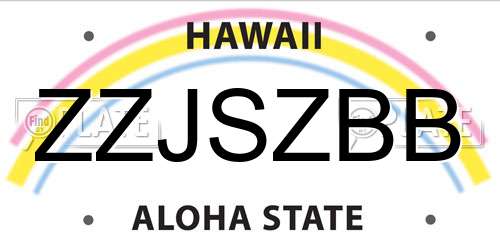 ZZJSZBB Hawaii License Plate