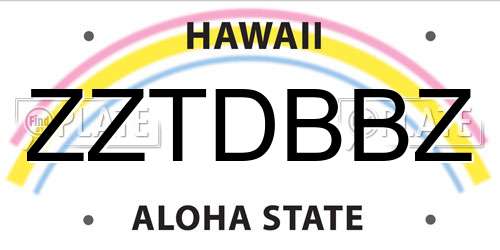ZZTDBBZ Hawaii License Plate