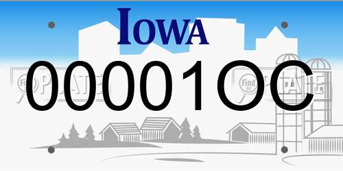 00001OC Iowa License Plate