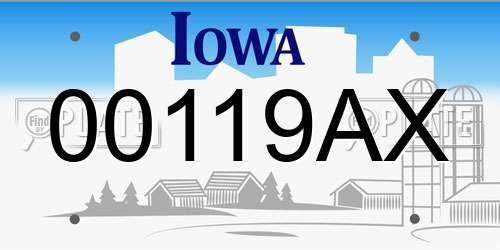 00119AX Iowa License Plate