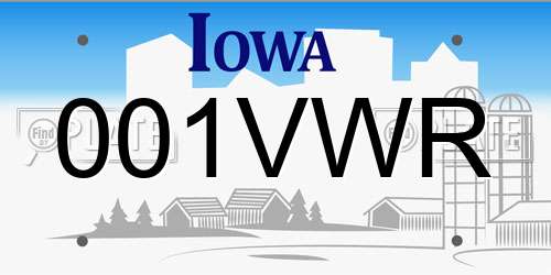 001VWR Iowa License Plate