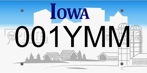 001YMM Iowa License Plate