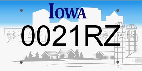 0021RZ Iowa License Plate