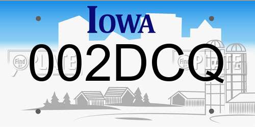 002DCQ Iowa License Plate