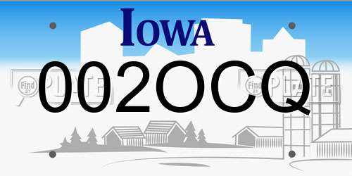 002OCQ Iowa License Plate