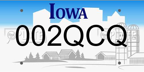 002QCQ Iowa License Plate