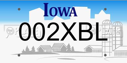 002XBL Iowa License Plate