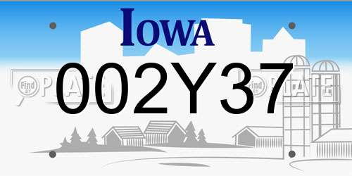 002Y37 Iowa License Plate