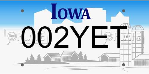002YET Iowa License Plate