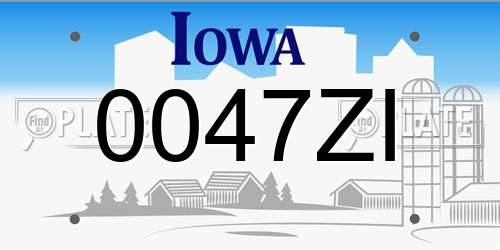 0047ZI Iowa License Plate