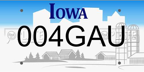 004GAU Iowa License Plate