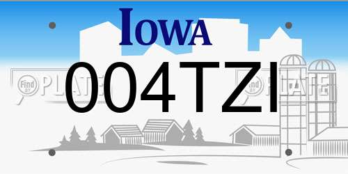 004TZI Iowa License Plate