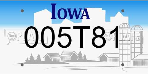 005T81 Iowa License Plate