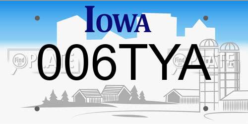 006TYA Iowa License Plate