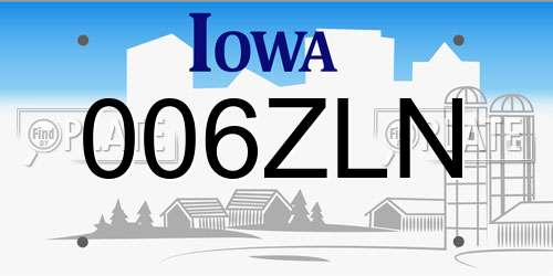 006ZLN Iowa License Plate
