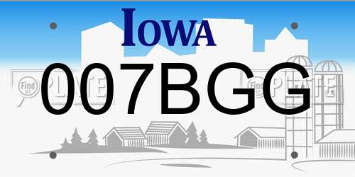 007BGG Iowa License Plate