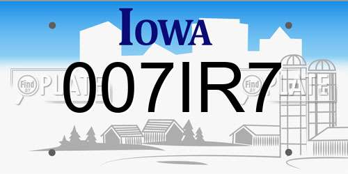 007IR7 Iowa License Plate