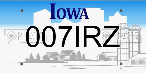 007IRZ Iowa License Plate