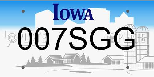 007SGG Iowa License Plate