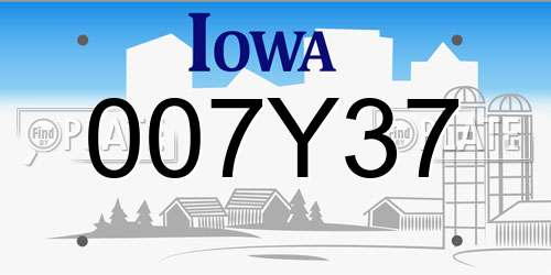 007Y37 Iowa License Plate