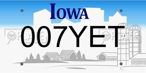 007YET Iowa License Plate