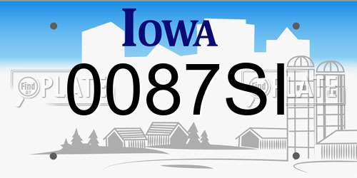 0087SI Iowa License Plate