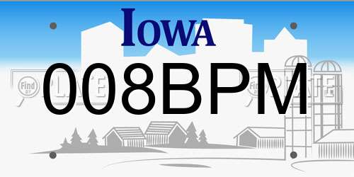 008BPM Iowa License Plate