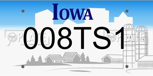 008TS1 Iowa License Plate
