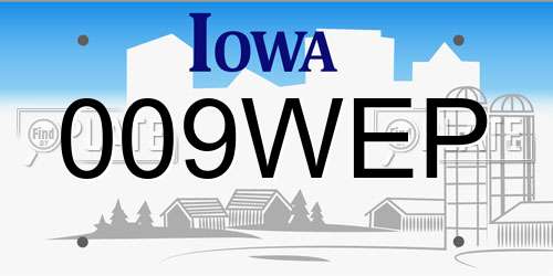 009WEP Iowa License Plate