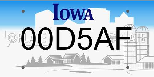 00D5AF Iowa License Plate
