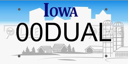 00DUAL Iowa License Plate