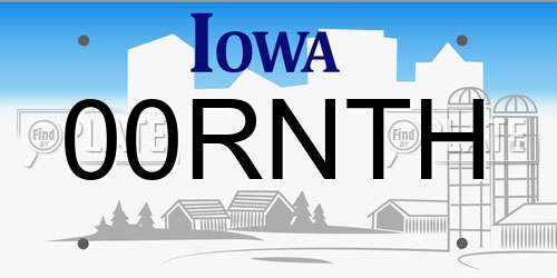 00RNTH Iowa License Plate