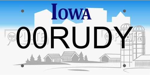 00RUDY Iowa License Plate