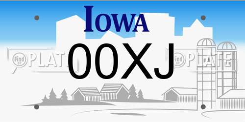 00XJ Iowa License Plate