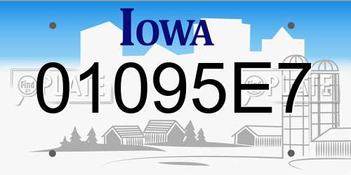 01095E7 Iowa License Plate
