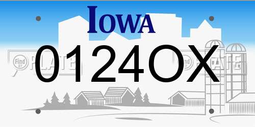 0124OX Iowa License Plate