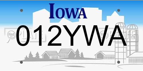 012YWA Iowa License Plate