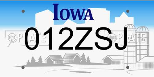 012ZSJ Iowa License Plate