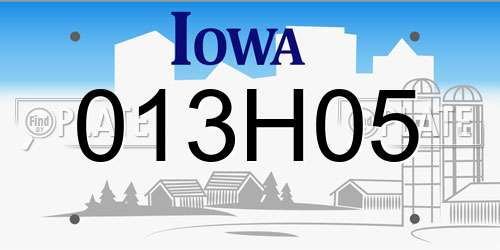 013H05 Iowa License Plate