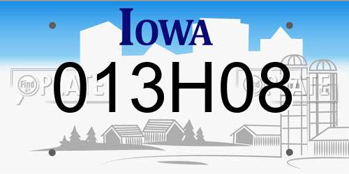 013H08 Iowa License Plate