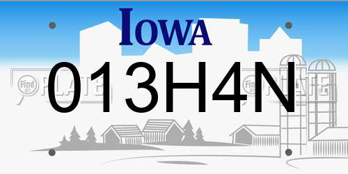013H4N Iowa License Plate