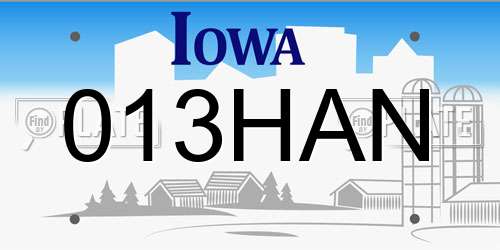013HAN Iowa License Plate