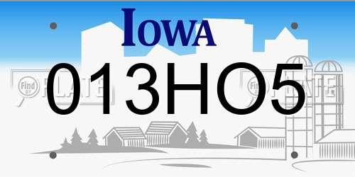 013HO5 Iowa License Plate