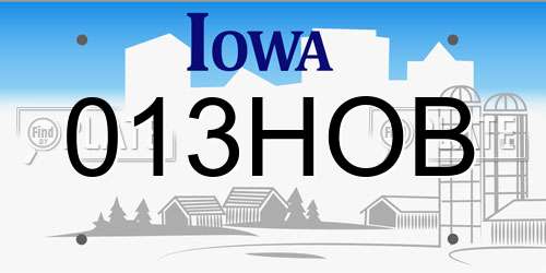 013HOB Iowa License Plate