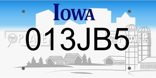 013JB5 Iowa License Plate