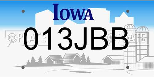013JBB Iowa License Plate