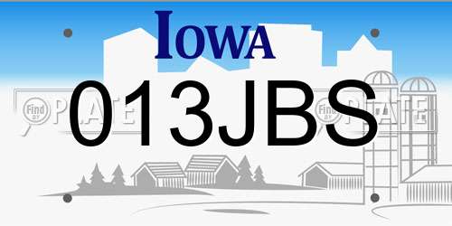 013JBS Iowa License Plate