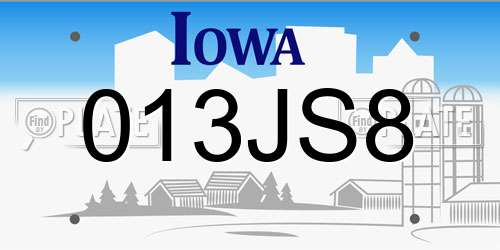 013JS8 Iowa License Plate