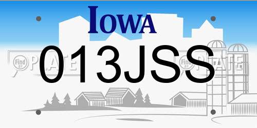 013JSS Iowa License Plate