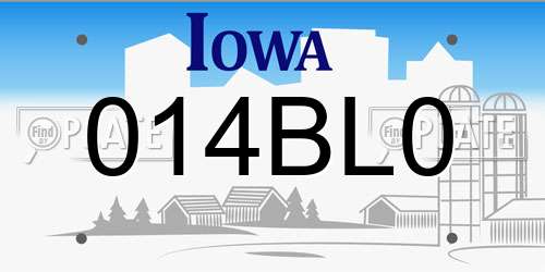 014BL0 Iowa License Plate